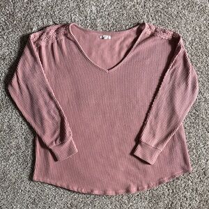 Maurices Dusty Pink Long Sleeve Top with Lace Details